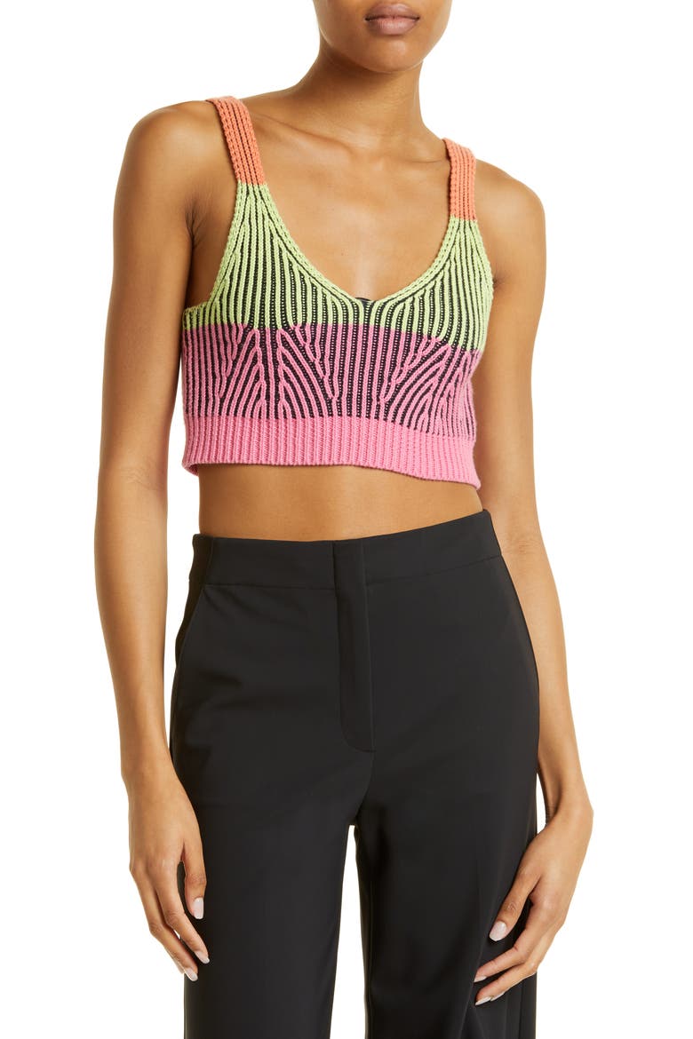 Gina Cotton & Cashmere Bralette, Main, color, LIME MULTI