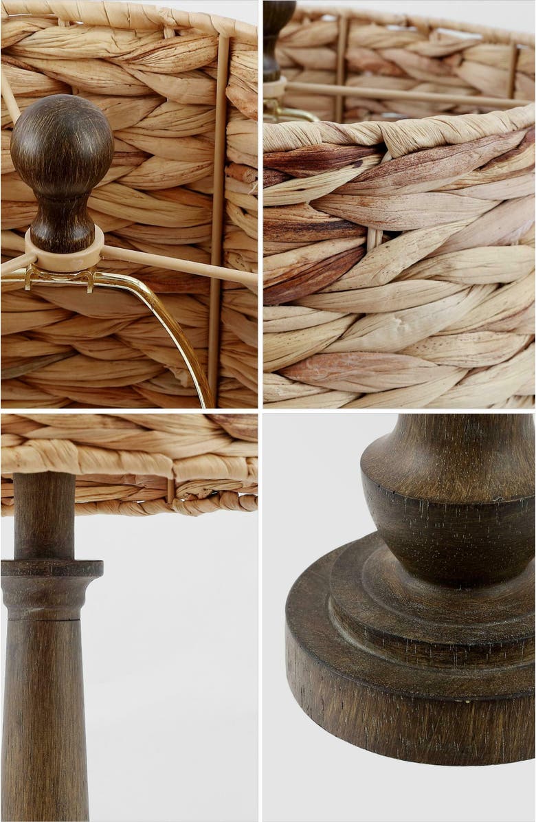 JONATHAN Y Leona 21.25" Rustic Farmhouse Handwoven Water Hyacinth/Resin LED Table Lamp, Brown Wood Finish, Alternate, color, Brown Wood Finish