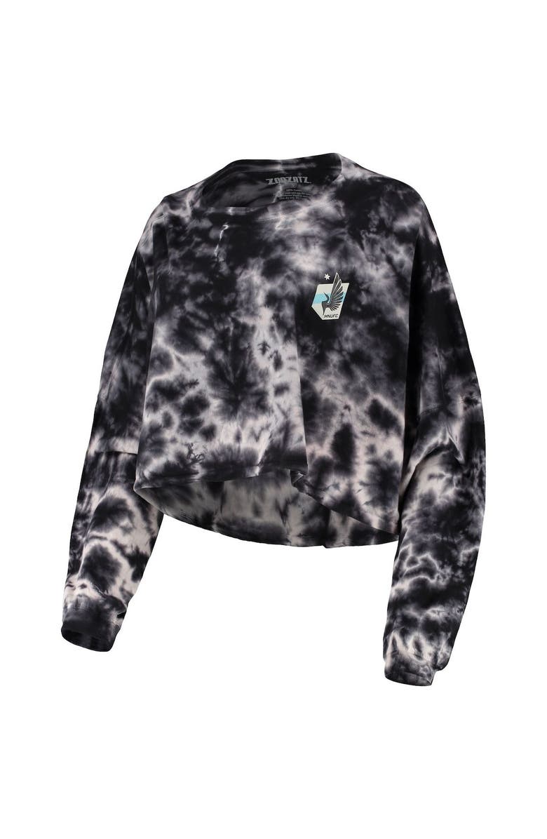 ZOOZATZ Women's ZooZatz Black Minnesota United FC Oversized Cloud-Dye Long Sleeve T-Shirt, Alternate, color, 