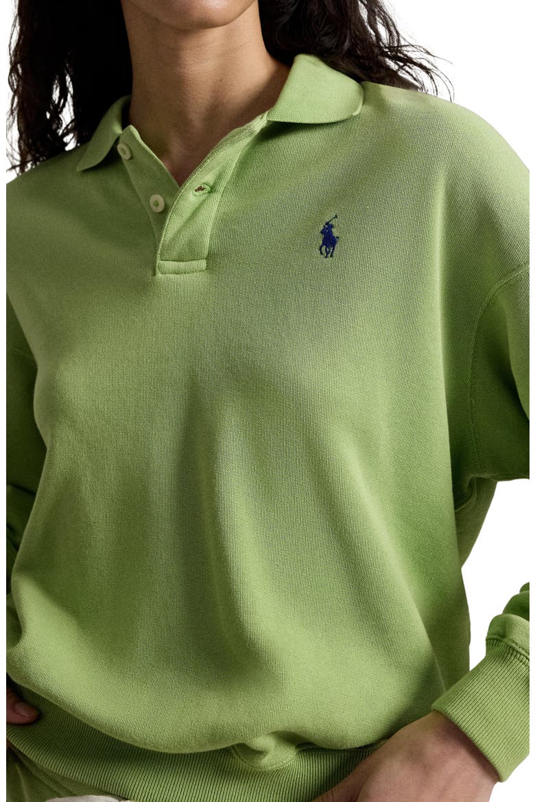 Lightweight Fleece Polo Sweatshirt, Alternate, color, PARAKEET GREEN