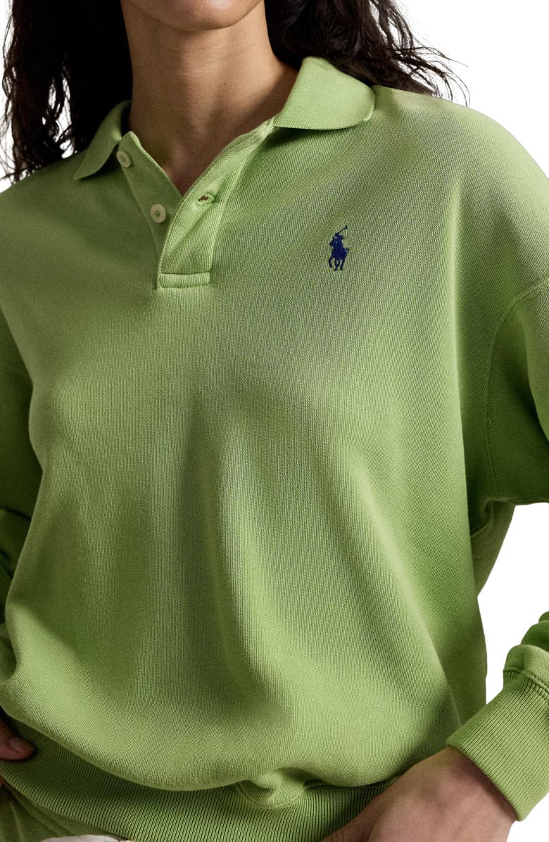 Polo Ralph Lauren Lightweight Fleece Polo Sweatshirt, Alternate, color, Parakeet Green