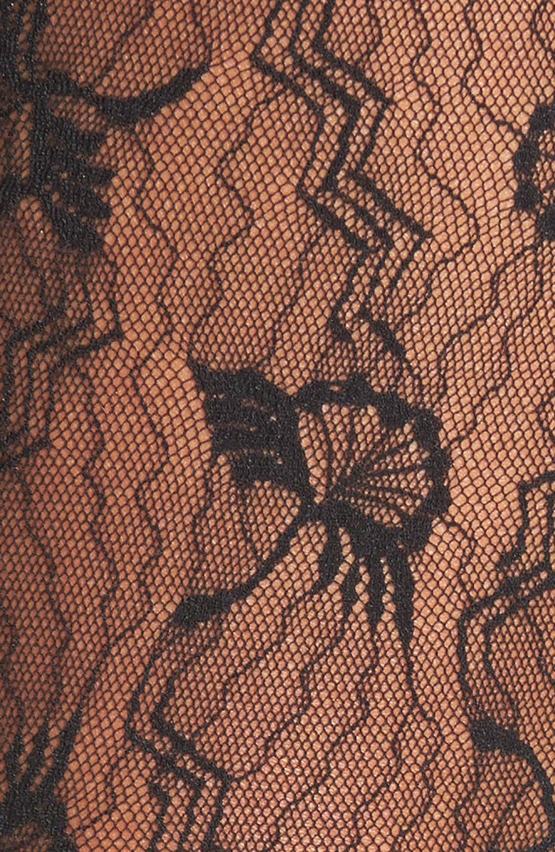 Wolford 'Lilie' Floral Chevron Tights, Alternate, color, 