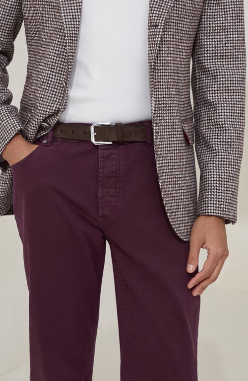 Brunello Cucinelli Cotton Trousers With Front And Back Pockets In Purple