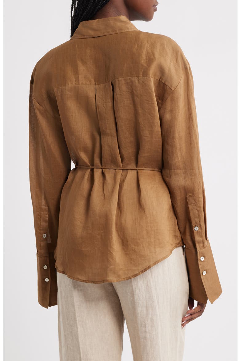 Asymmetric Button-Up Shirt, Alternate, color, BROWN