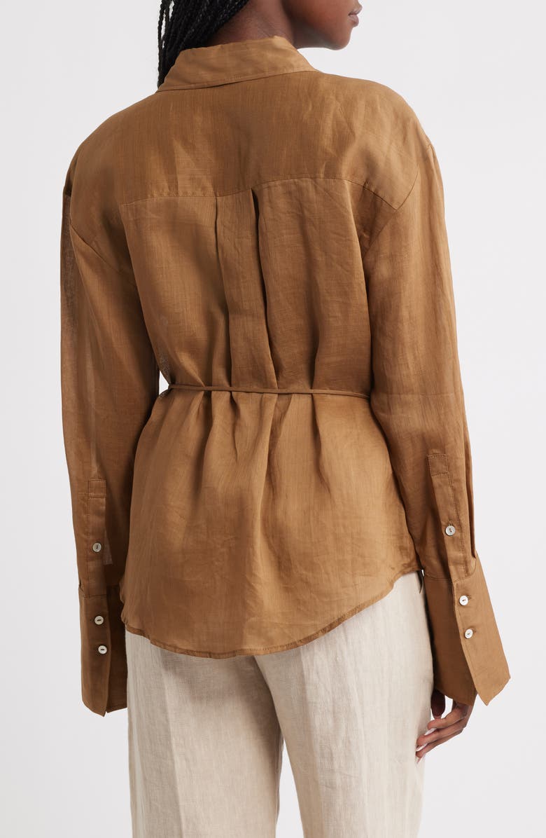 MANGO Asymmetric Button-Up Shirt, Alternate, color, Brown