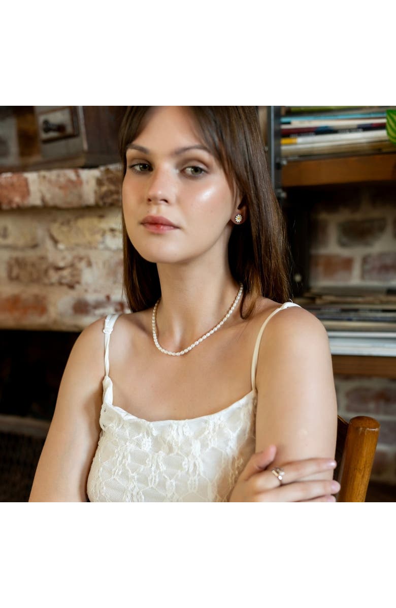 Spero London Natural Freshwater Real Seed Pearl Strand Necklace, Alternate, color, Silver