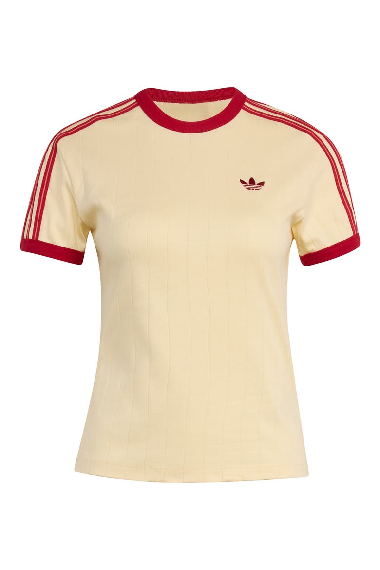 Pinstripe Slim Cotton T-Shirt, Alternate, color, VANILLA/ VICTORY RED/ SCARLET