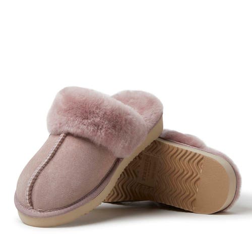 Dearfoams Sydney Water Resistant Genuine Shearling Scuff Slipper In Dusty Pink