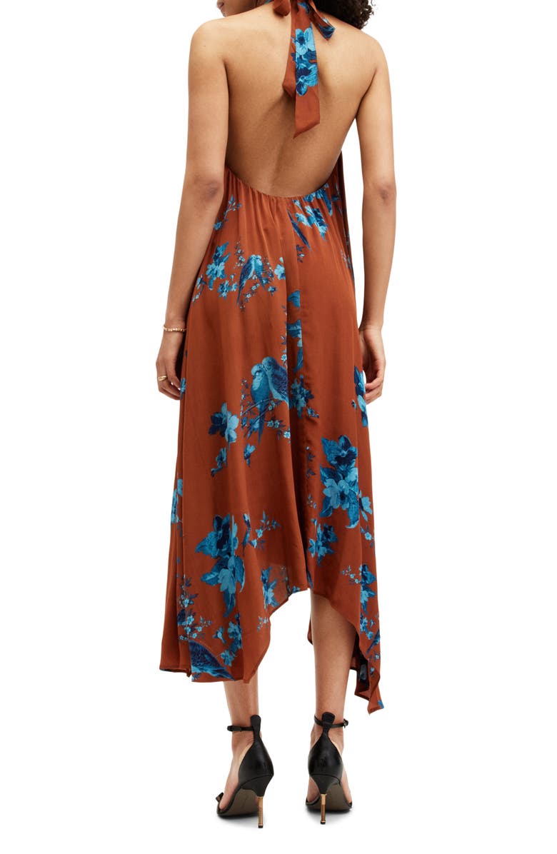 AllSaints Mysti Iona Floral Print Halter Dress, Alternate, color, 