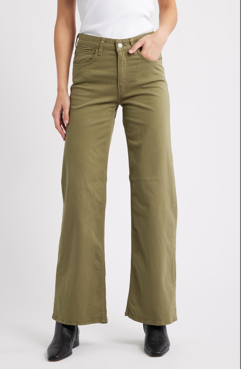 Mavi Jeans Alena High Waist Wide Leg Sateen Pants, Main, color, Dark Olive Sateen