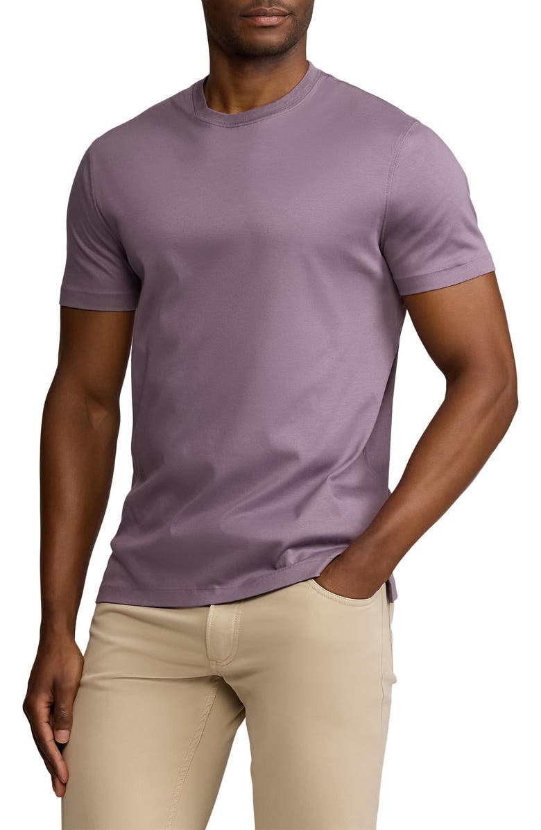 Ralph Lauren Purple Label Short Sleeve Cotton Interlock Crewneck T-Shirt, Main, color, Violet Melange