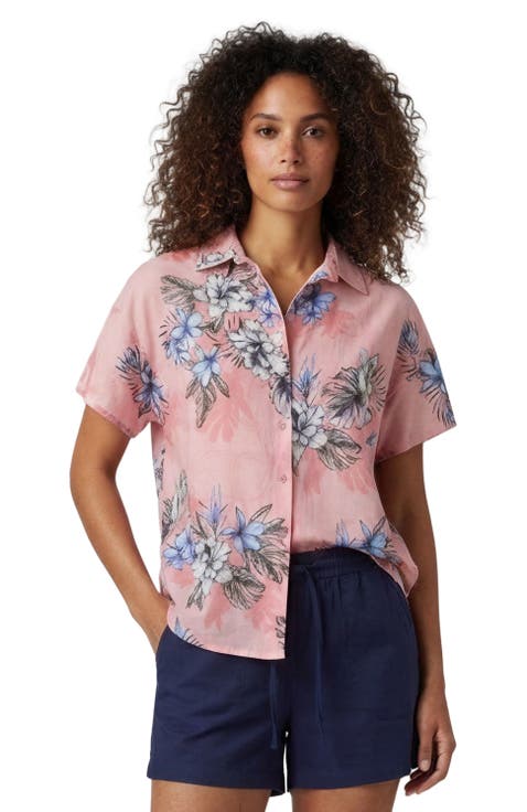 Exotic Floral Womens Linen Printed Shirt