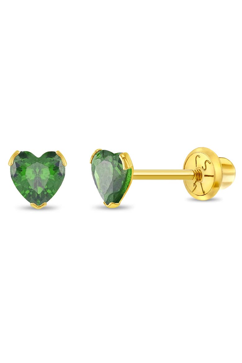 14k Birthstone Cubic Zirconia Heart Earrings, Main, color, May