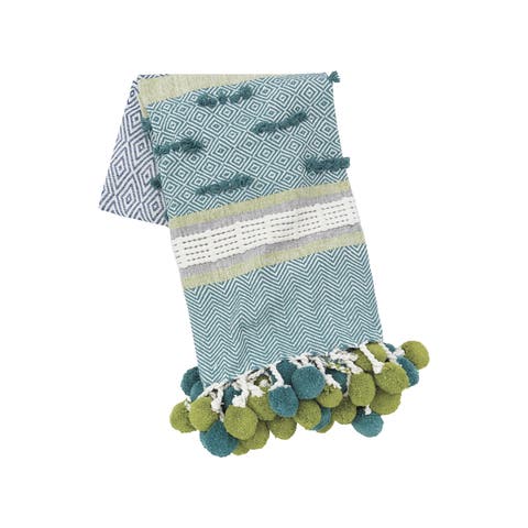 Highland Geometric Pom-Pom 50" x 60" Throw Blanket