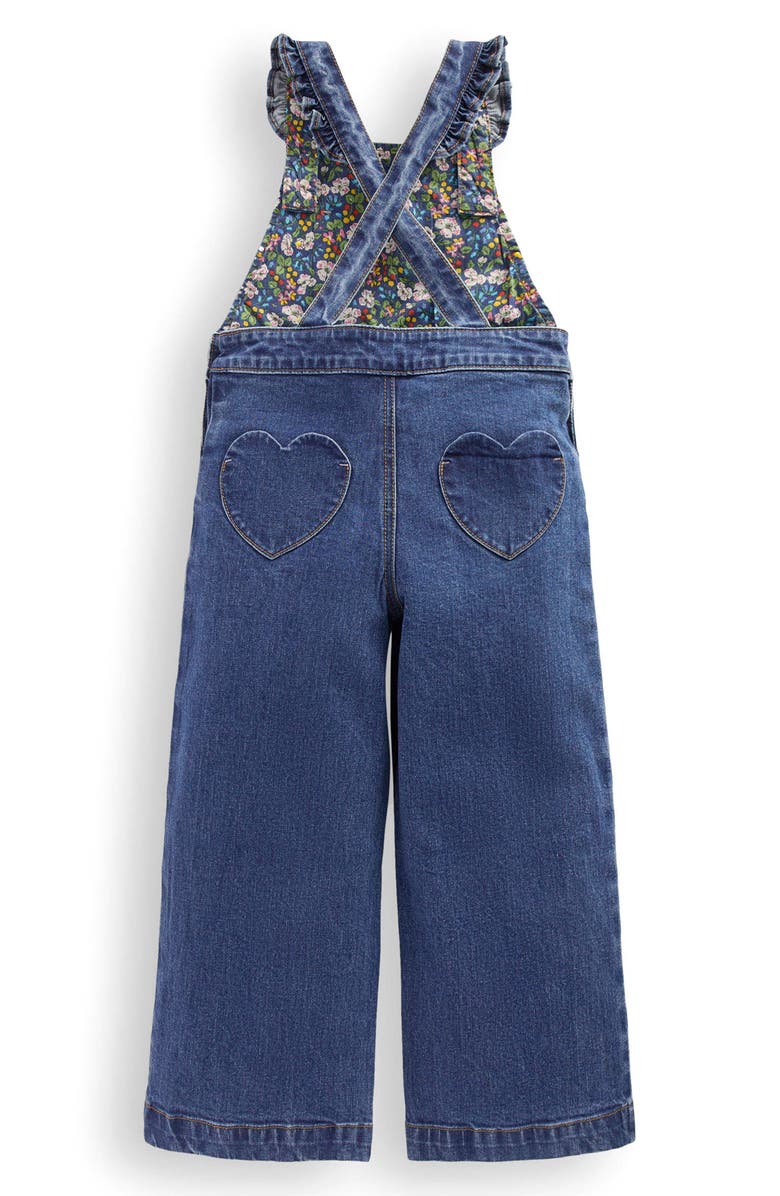 Mini Boden Kids' Denim Heart Pocket Overalls, Alternate, color, Mid Vintage Heart Applique
