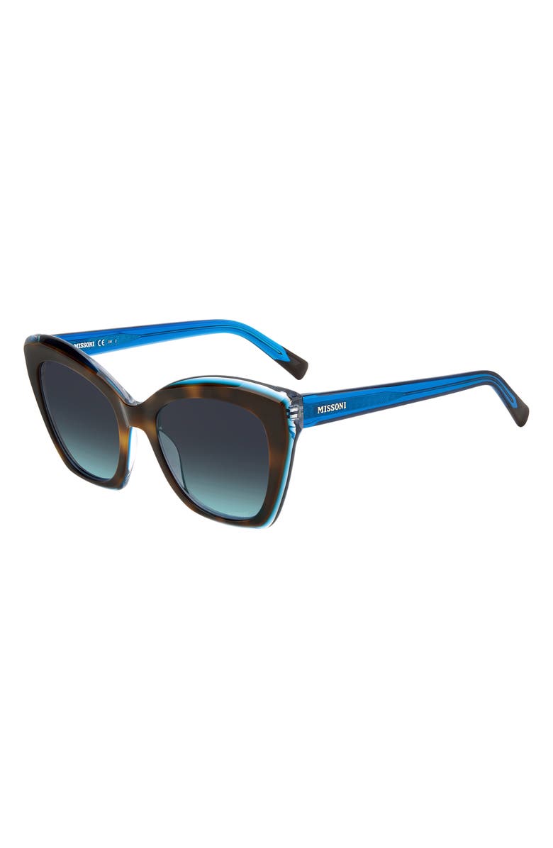 Missoni 54mm Cat Eye Sunglasses, Alternate, color, Havana Teal/ Grey Shaded Blue