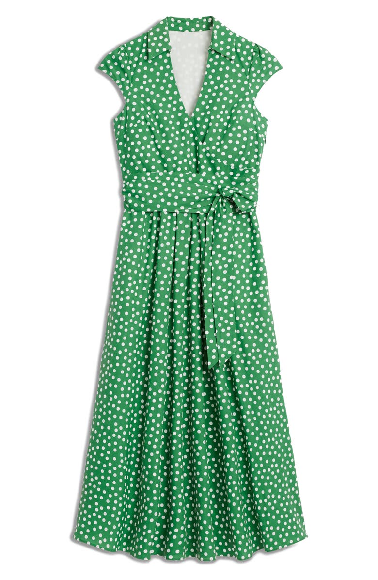 Boden Polka Dot Wrap Front Cotton Dress, Alternate, color, Highland Green, Painted Dot