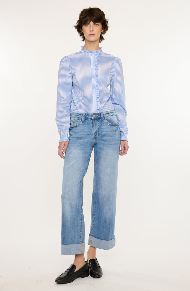 KanCan Angie Mid Rise Crop Wide Jeans, Alternate, color, Medium Wash