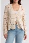 Crochet Circle Button Front Cardigan