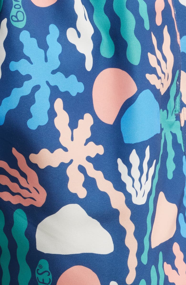 Boardies Palm Springs Mid Length Swim Trunks, Alternate, color, Navy Multi