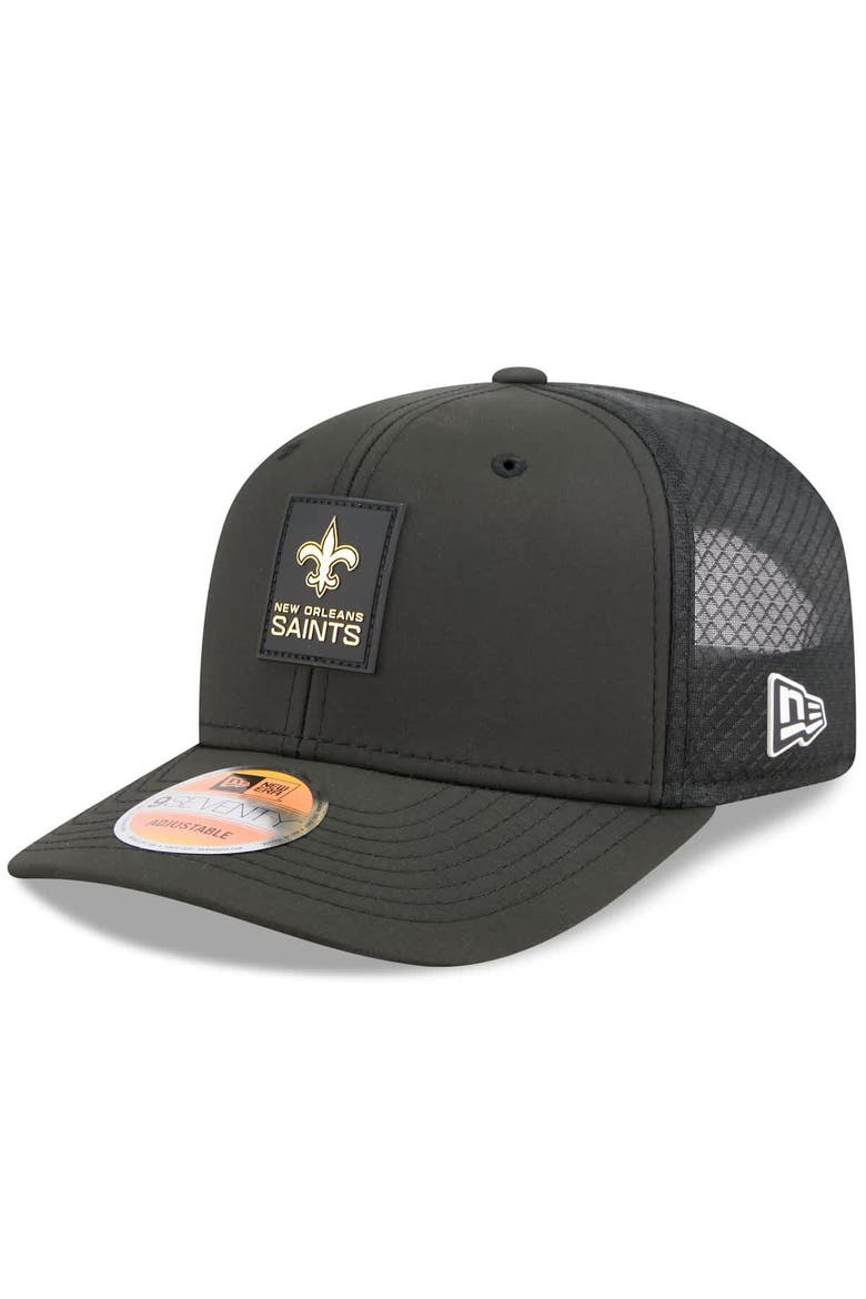 Men's New Era Black New Orleans Saints 2025 Sideline  9SEVENTY Trucker Adjustable Hat, Main, color, Black