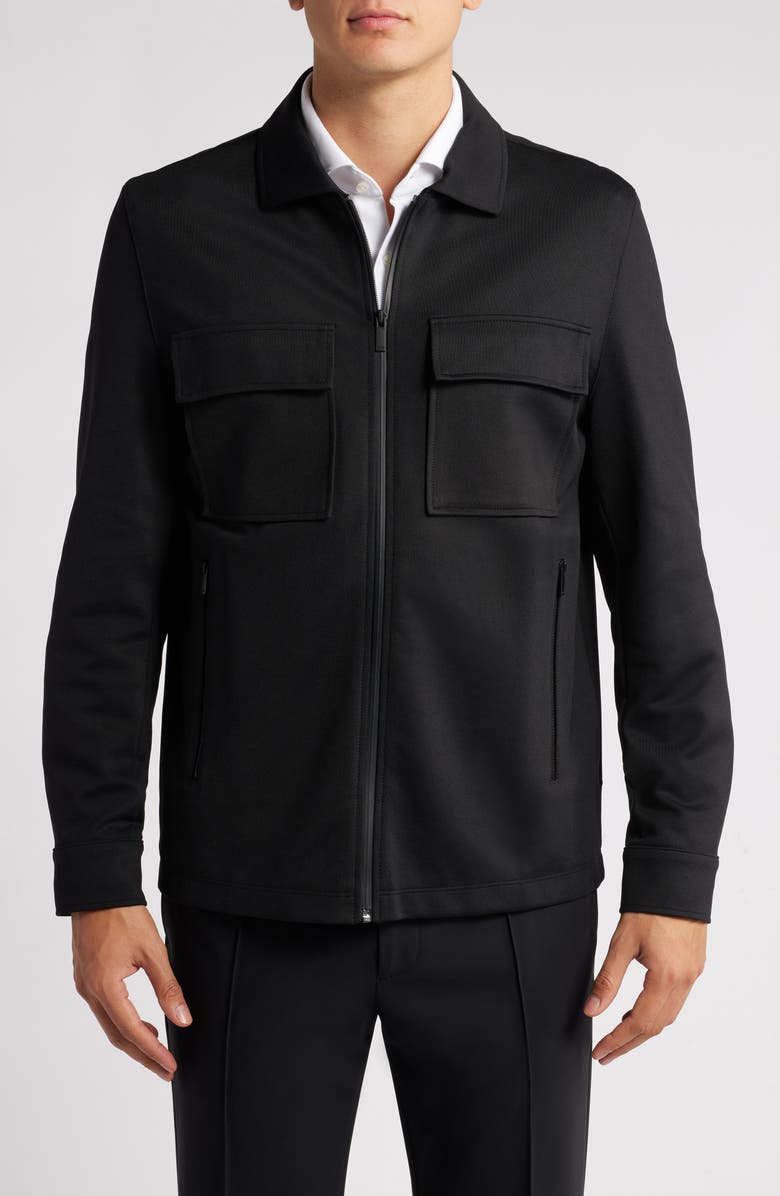 BOSS Sigmon Zip-Up Shirt Jacket, Alternate, color, Black