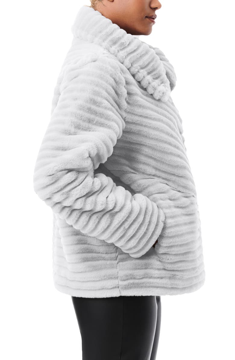 Bernardo Grooved Faux Fur Jacket, Alternate, color, Grey
