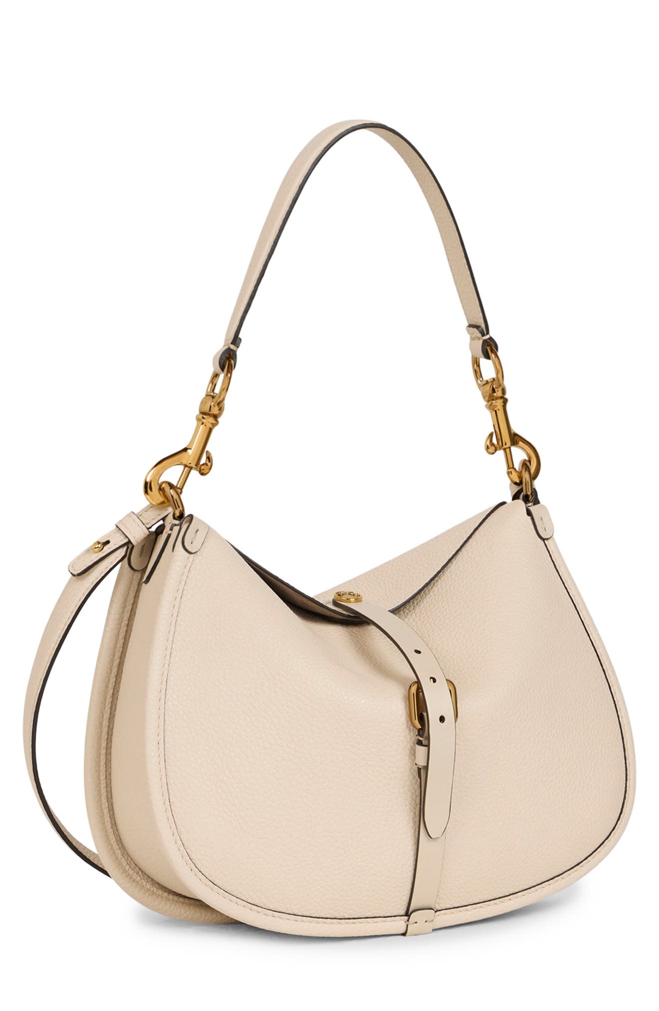 Etro Medium Tumbled Leather Crossbody Pony Bag, Alternate, color, Ivory