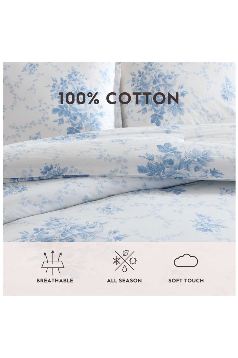 Sophia Floral Cotton Duvet Cover & Sham Set, Alternate, color, LIGHT BLUE