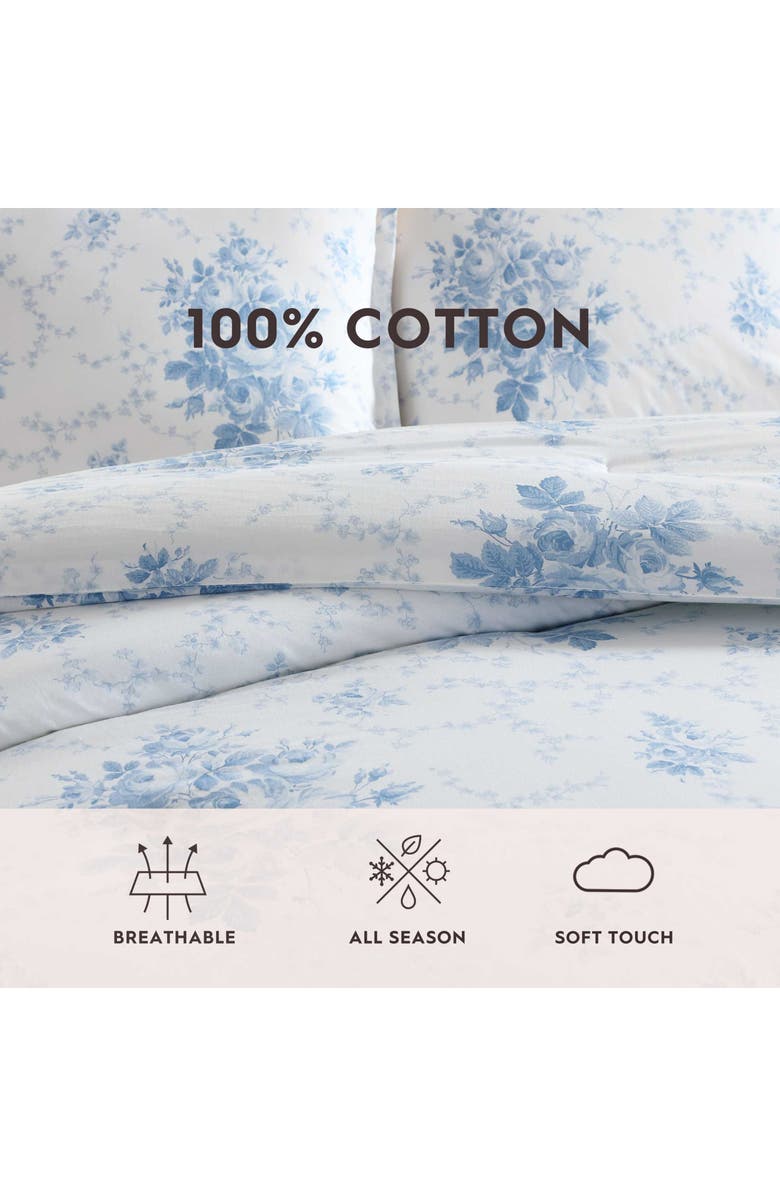 Laura Ashley Sophia Floral Cotton Duvet Cover & Sham Set, Alternate, color, Light Blue