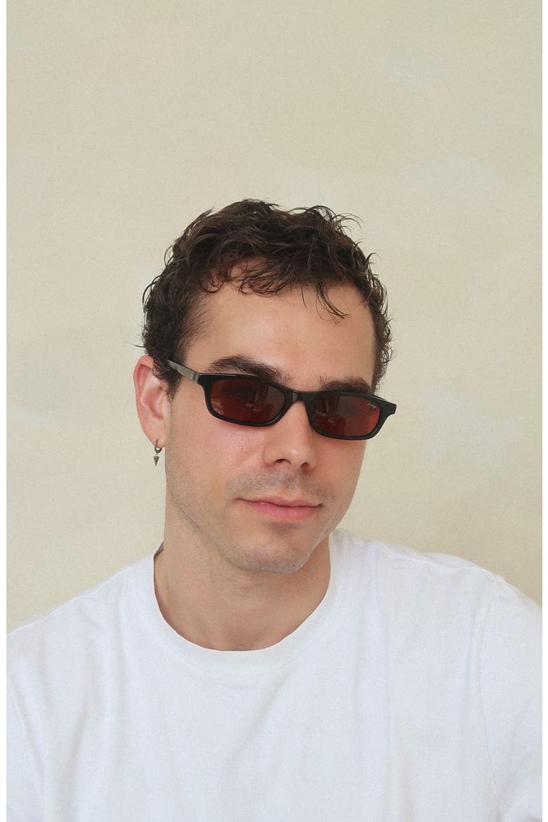 Joey Square Polarized Sunglasses, Alternate, color, Black