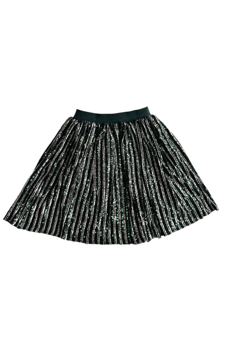 Lola + The Boys Candy Cane Sequin Striped Skirt, Main, color, Navy Blue