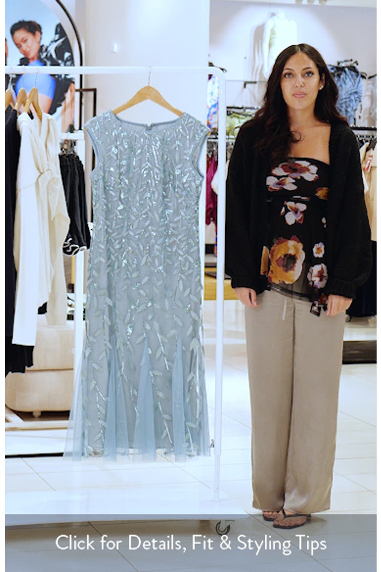 Sequin Leaf Embroidery Cocktail Midi Dress video