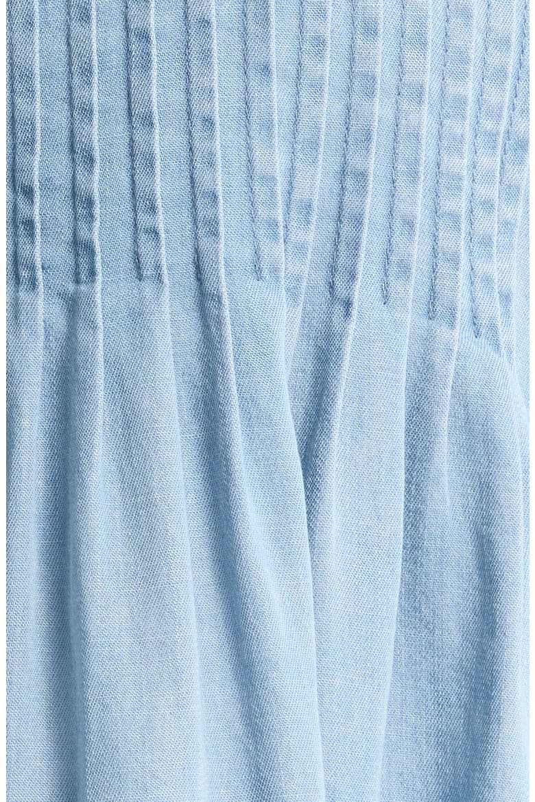 Pintuck Pleat Flutter Sleeve Chambray Top, Alternate, color, MALIBU LIGHT