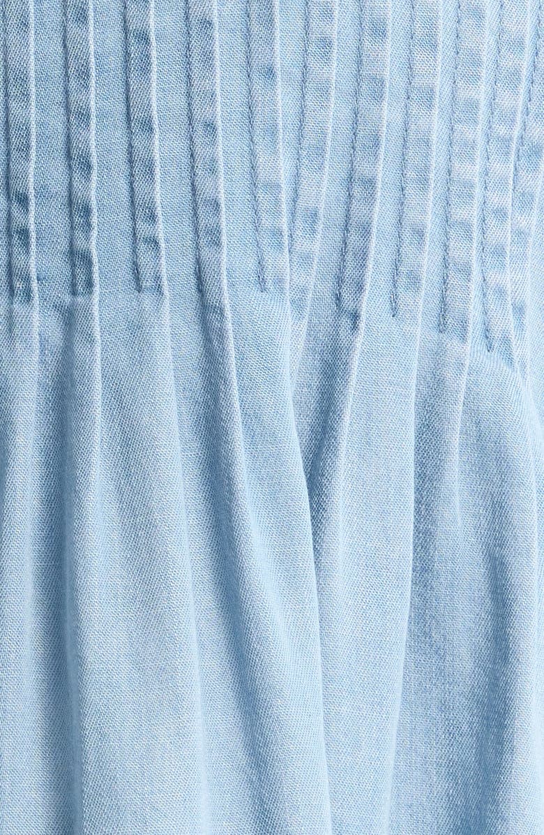 Liverpool Los Angeles Pintuck Pleat Flutter Sleeve Chambray Top, Alternate, color, Malibu Light