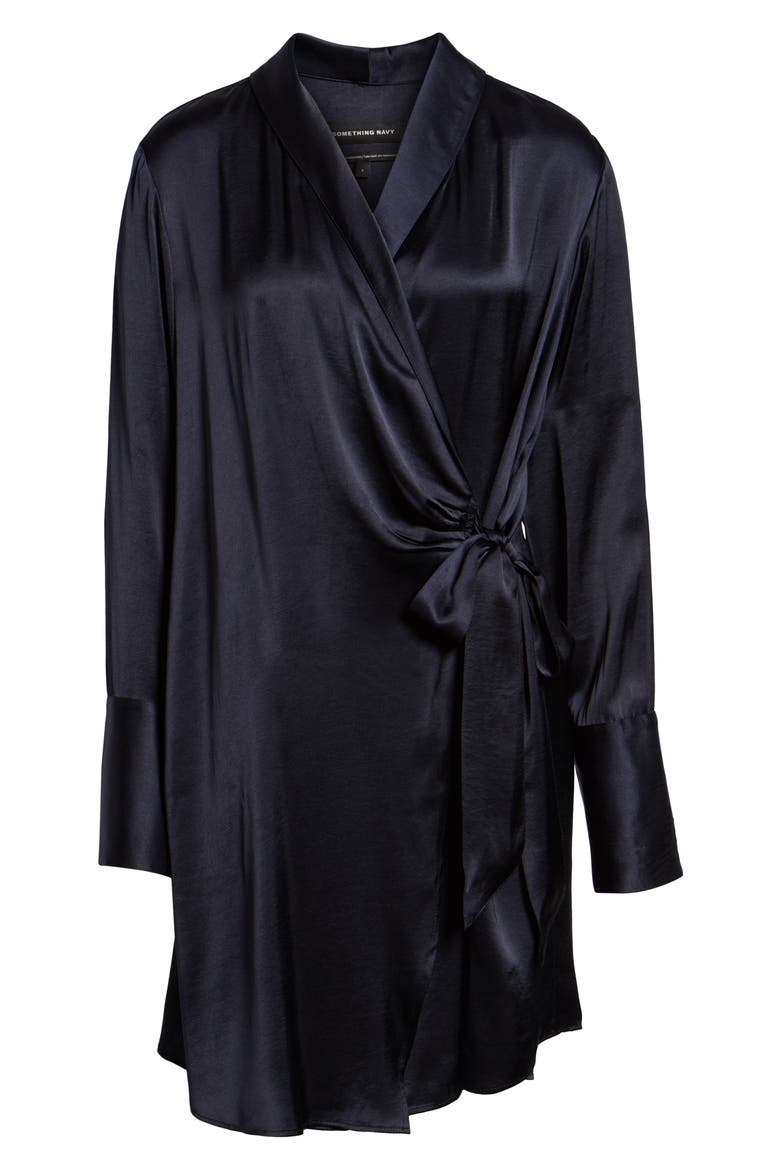 Tie Front Dress (Nordstrom Exclusive), Alternate, color, NAVY NIGHT