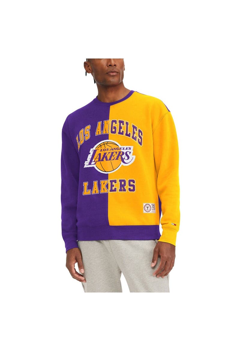 Men's Tommy Jeans Purple/Gold Los Angeles Lakers Keith Split Pullover Sweatshirt, Main, color, Purple