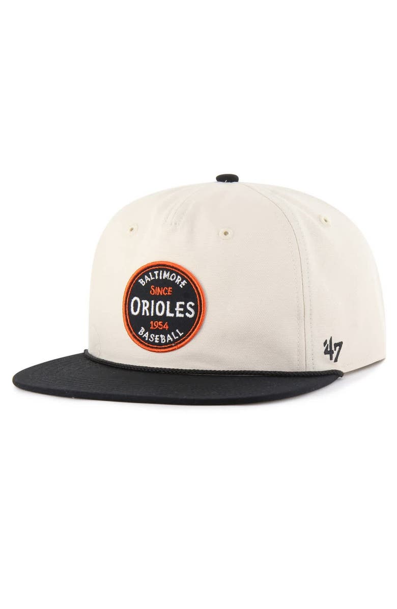 '47 Men's '47  Natural Baltimore Orioles Payson Captain Snapback Hat, Main, color, Natural