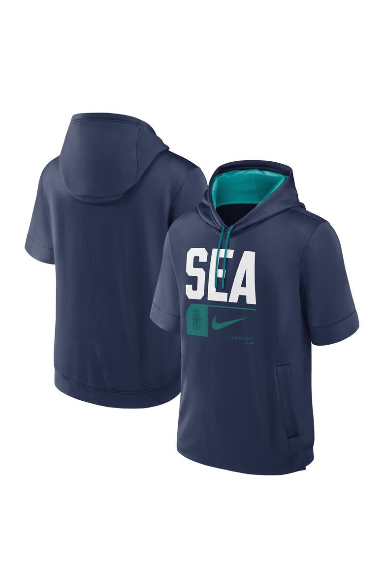 Nike Men's Nike Navy Seattle Mariners Tri Code Lockup Short Sleeve Pullover Hoodie, Main, color, Navy
