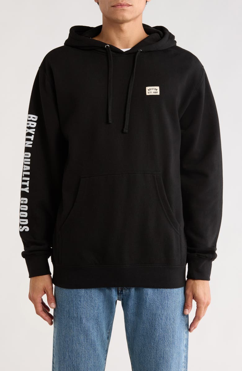 Brixton Woodburn Grpahic Hoodie, Main, color, Black