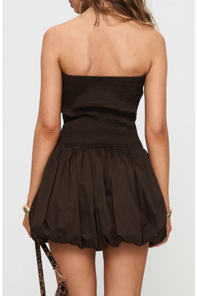 Bonjour Smocked Strapless Bubble Hem Minidress, Alternate, color, BROWN / BEIGE