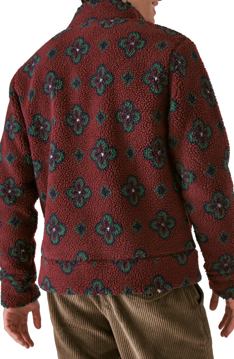 Lucky Brand Print High Pile Fleece Jacket, Alternate, color, Red Multi