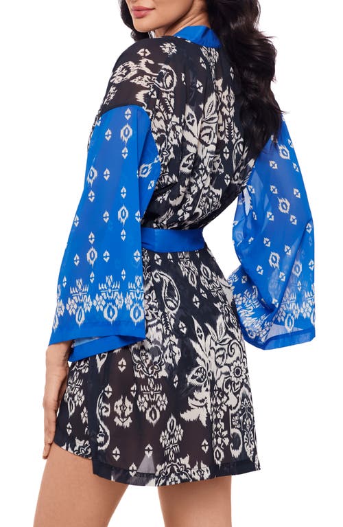 Miraclesuit ® Talavera Long Sleeve Cover-up In Midnight Blue/white
