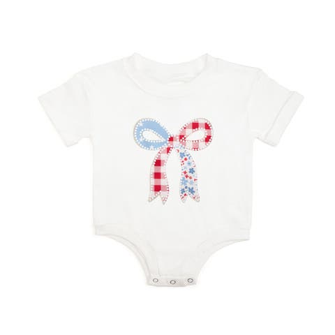 Patchwork Bow Patch Short Sleeve Romper (Baby)