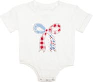 Sweet Wink Patchwork Bow Patch Short Sleeve Romper