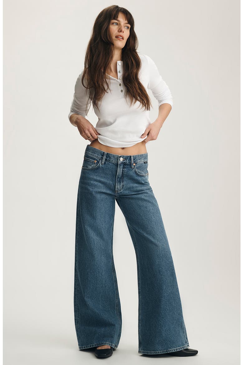 Sandy Low Waist Wide Leg Jeans, Alternate, color, MID BRUSHED CLASSIC