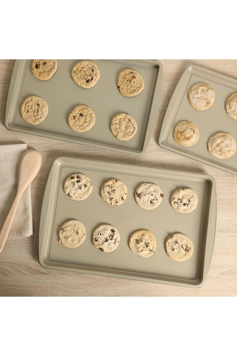 3 Piece Carbon Steel Nonstick Cookie Sheet Set in Gold, Alternate, color, Gold