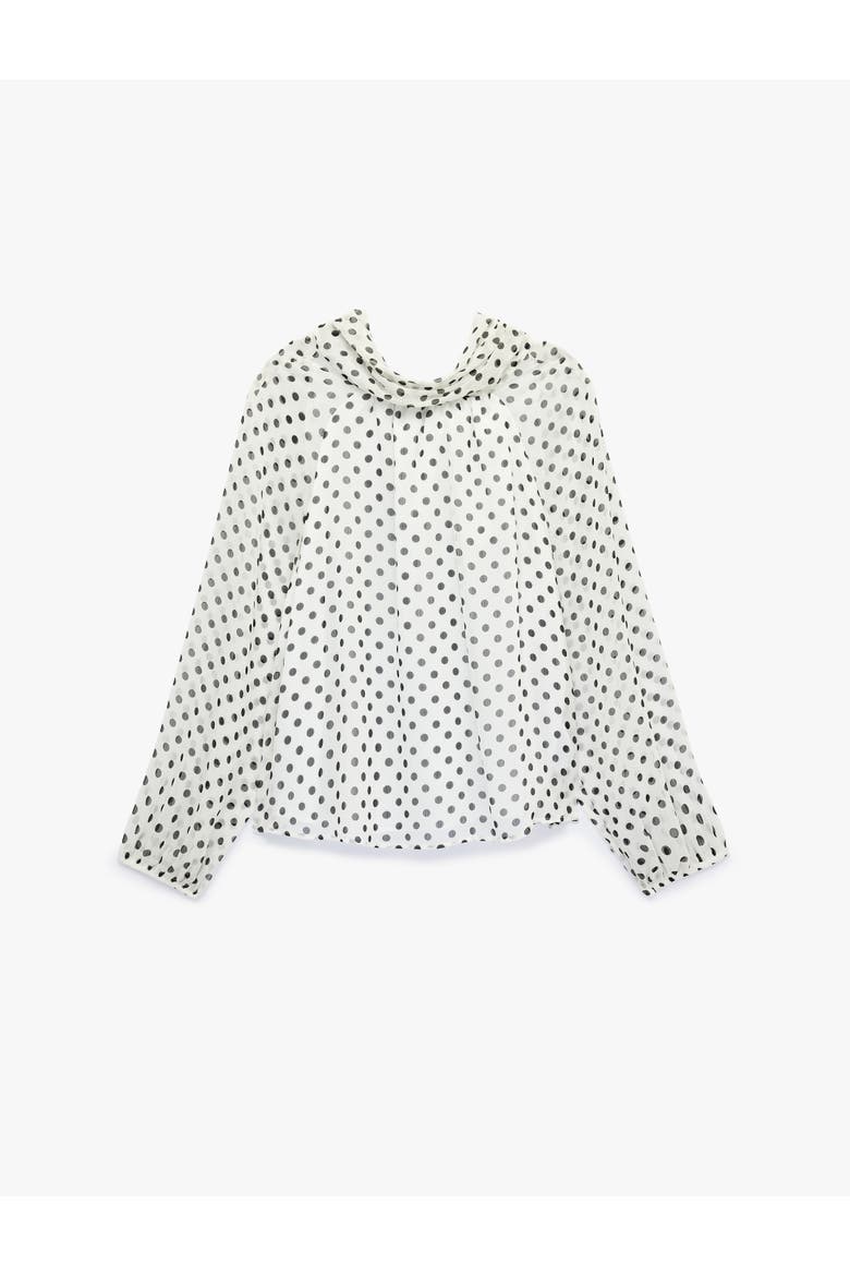 Chiffon Blouse with a Shawl Collar and Polka-Dot Scarf, Alternate, color, WHITE DESIGN