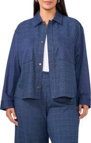 Vince Camuto Plaid Boxy Patch Pocket Jacket