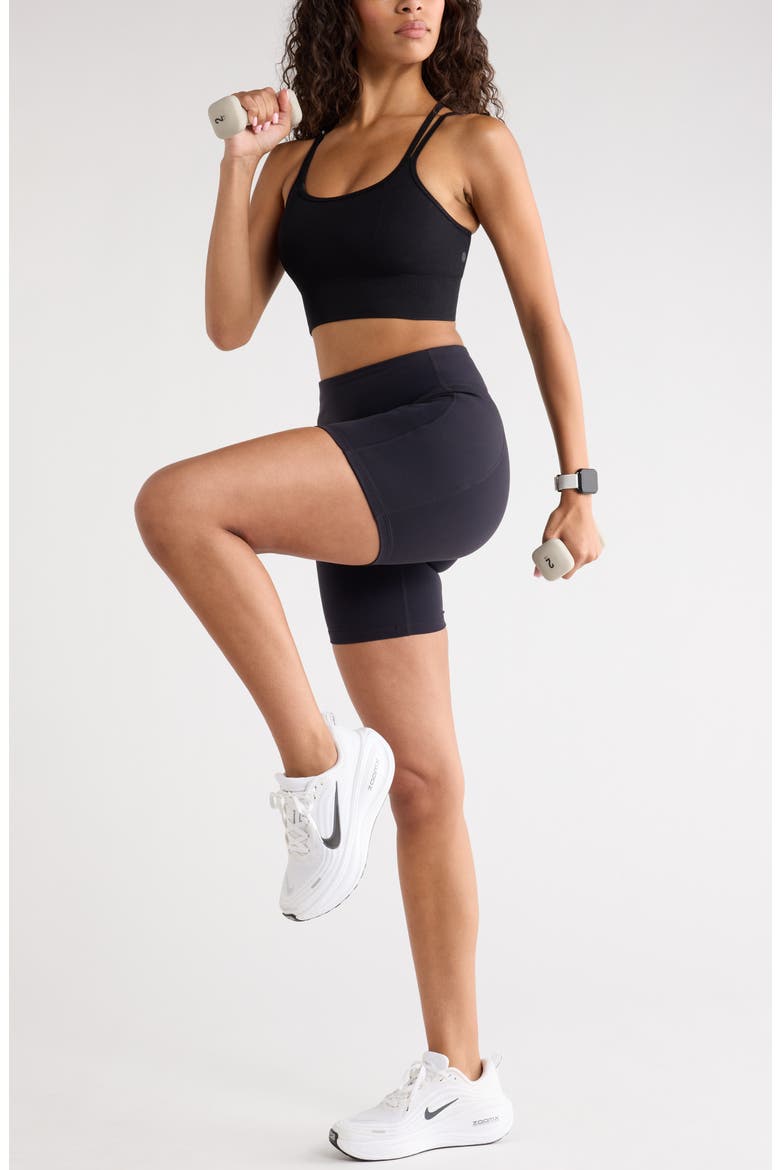 Studio Luxe Pocket Bike Shorts, Alternate, color, BLACK